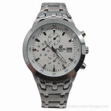 Metal Watch with Alloy Case, Stainless Steel Band and Japanese Movement, Date Function